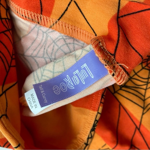NWT LuLaRoe TC leggings Halloween orange vertical stripes spiderweb Whimsygoth - Picture 3 of 3